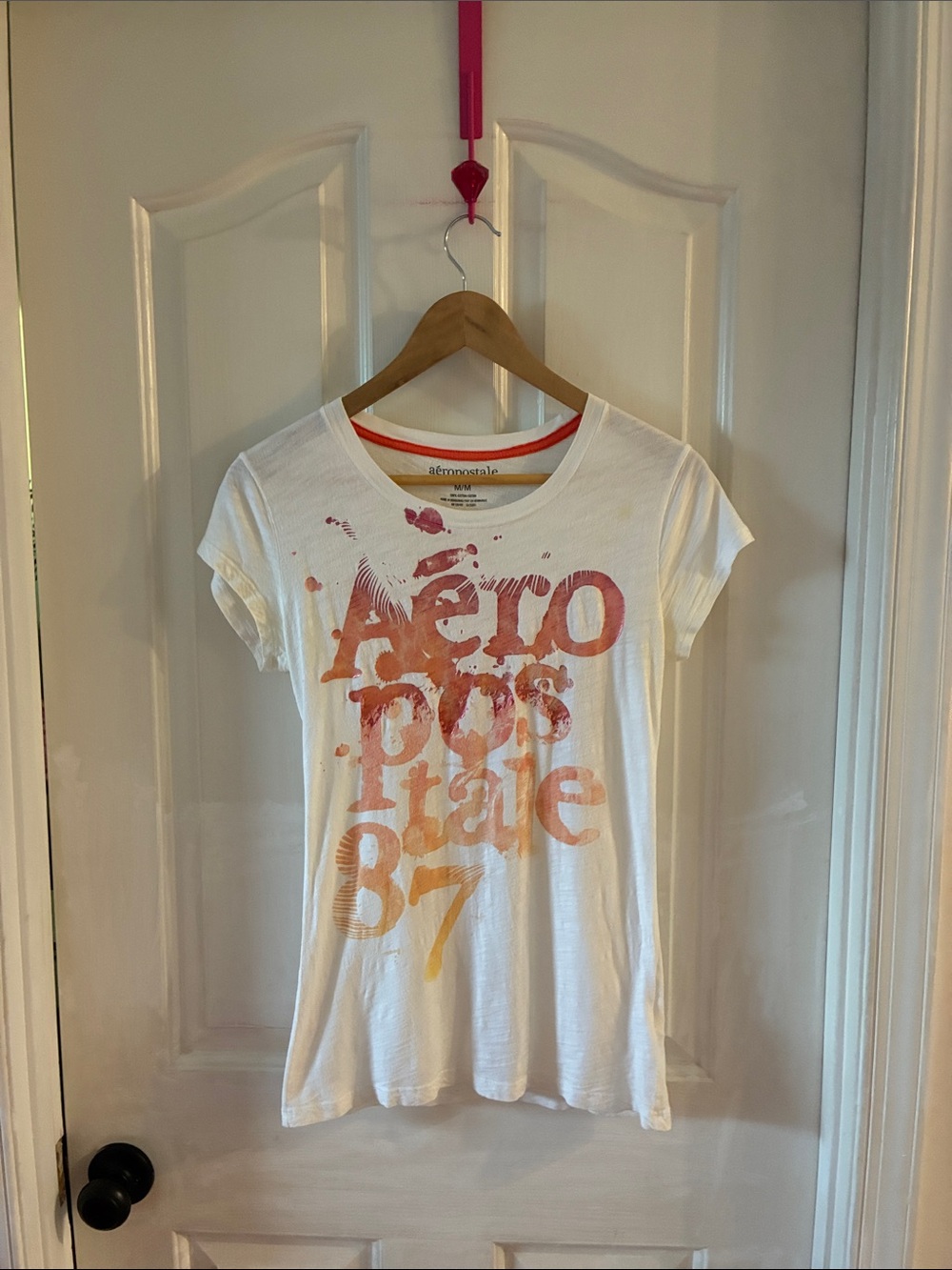 Aeropostale White Tee with Orange Gradient Logo